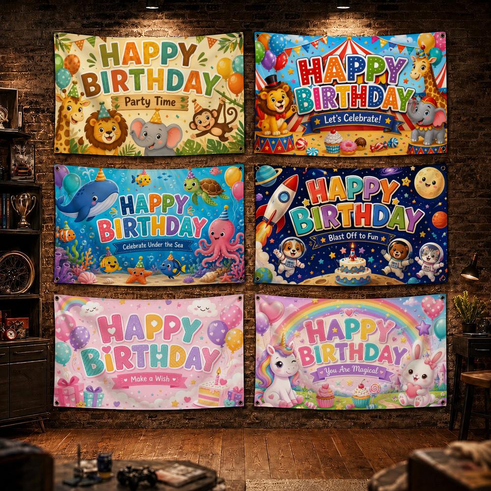 Outdoor Adventure Birthday Party - Avontuurlijke Verjaardagsfeestvlaggen Vlaggen voor Slaapkamers Huisdecoratie