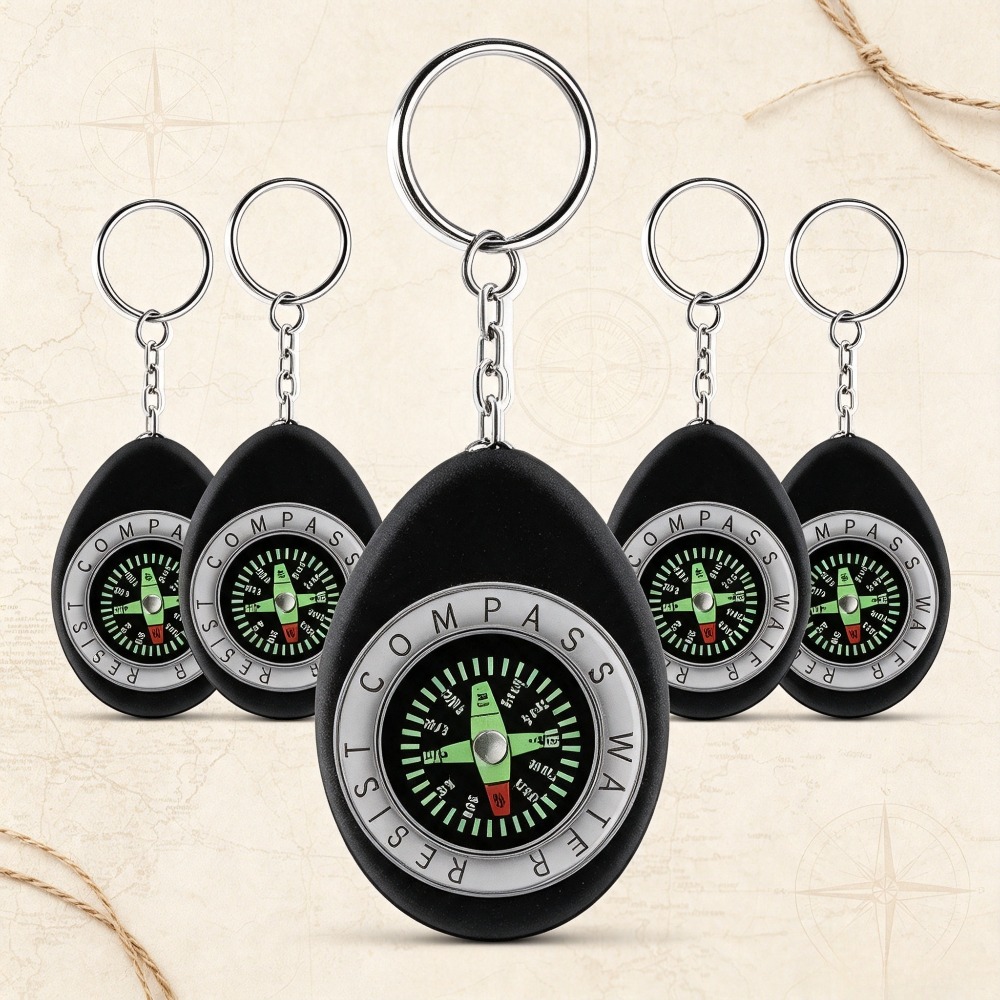 Outdoor Adventure Birthday Party - 5 stuks kleine waterbestendige kompas sleutelhanger